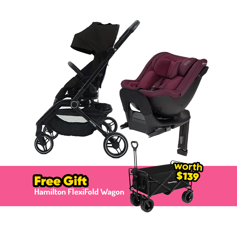 (Hamilton x Kinderkraft) Hamilton T1 Turnable Stroller + Kinderkraft I-GUARD i-Size Carseat Bundle